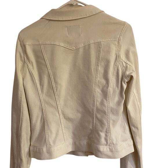 Jessica Simpson Cream Denim Jacket Sz M | Classic Stretch Jean Style - Picture 5 of 6